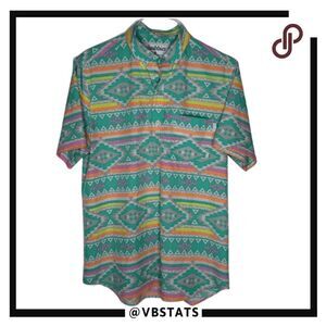 Chubbies Men's High Low Hem Aztec Print Short Sleeve Polo Shirt Multicolor Large